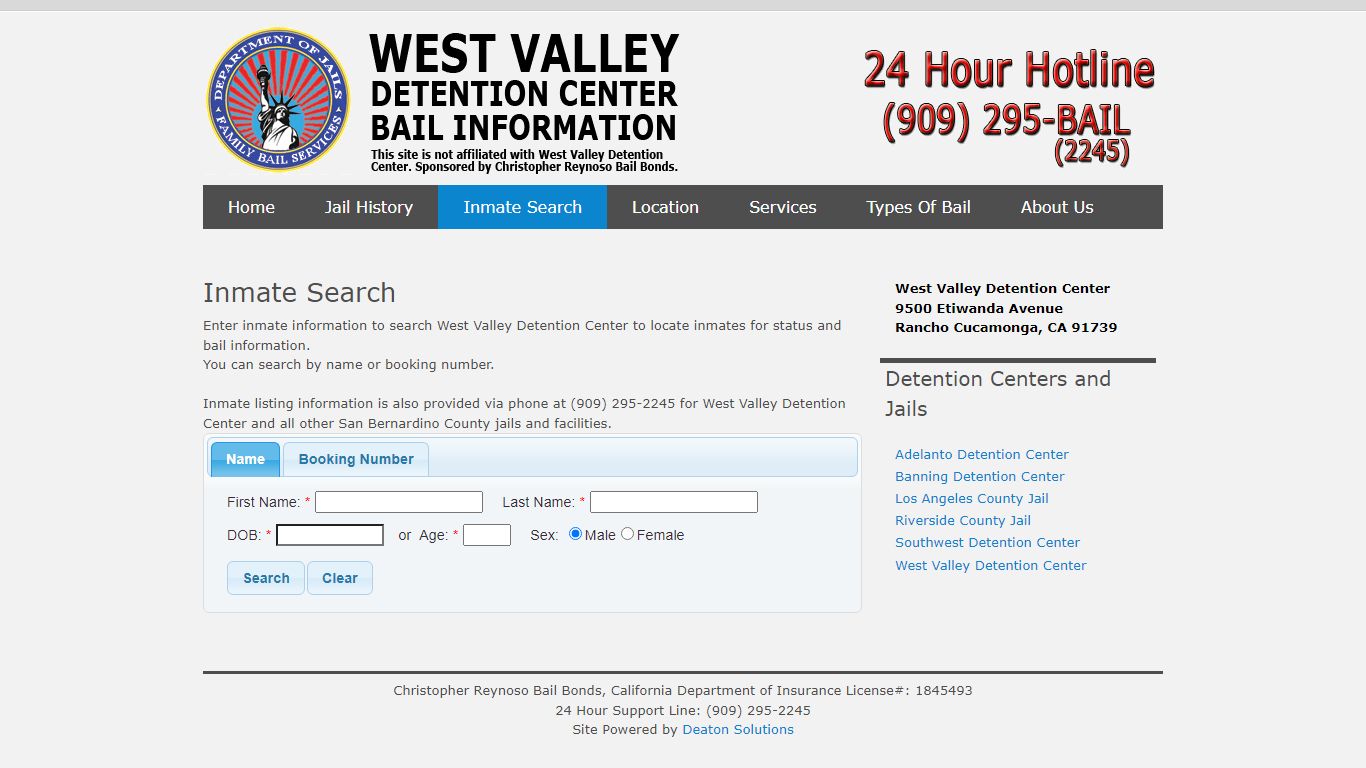 Online Inmate Search | West Valley Detention Center Bail ...