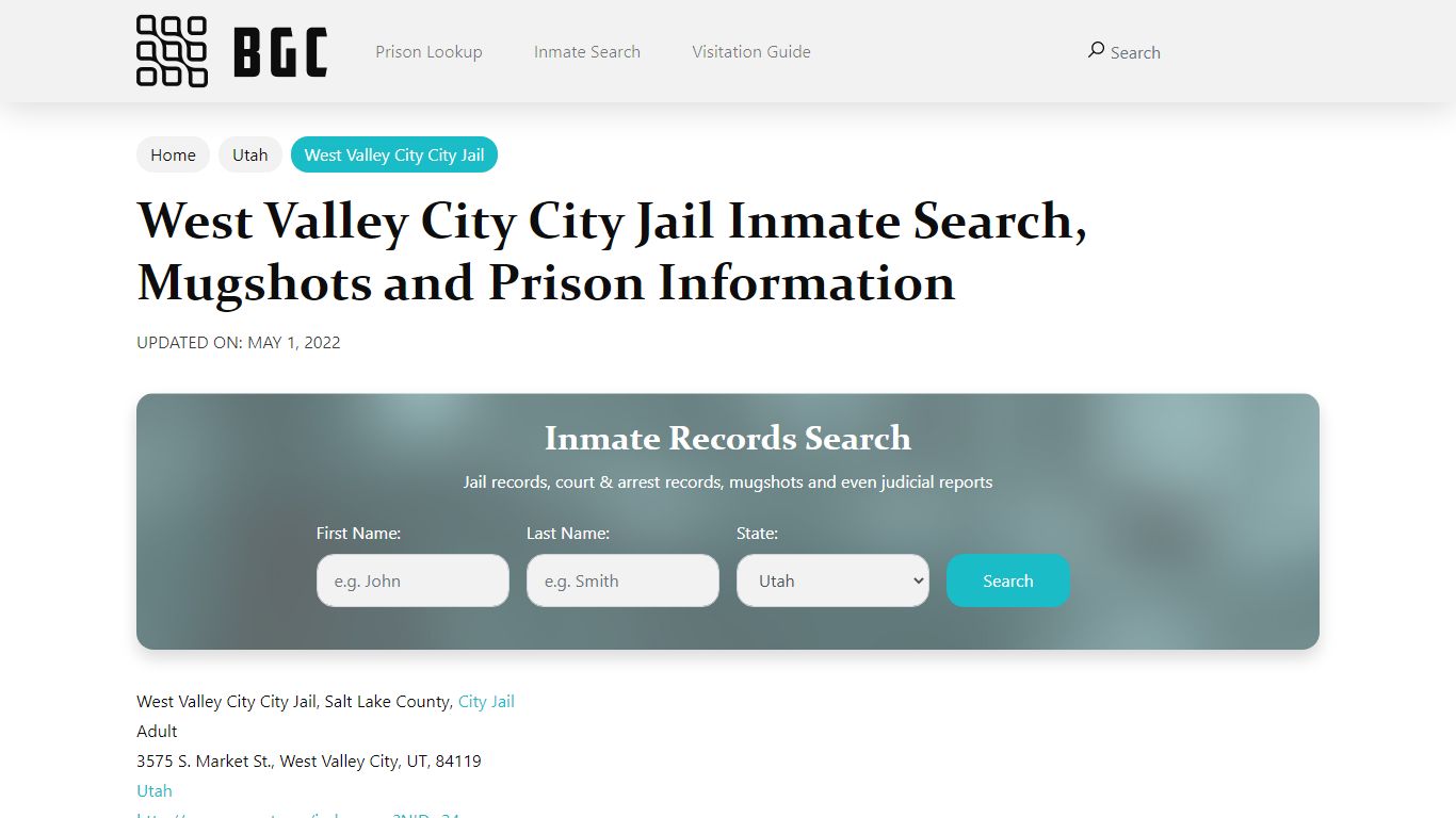 West Valley City City Jail Inmate Search, Mugshots ...