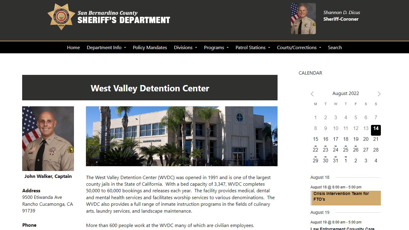 West Valley Detention Center – San Bernardino County ...