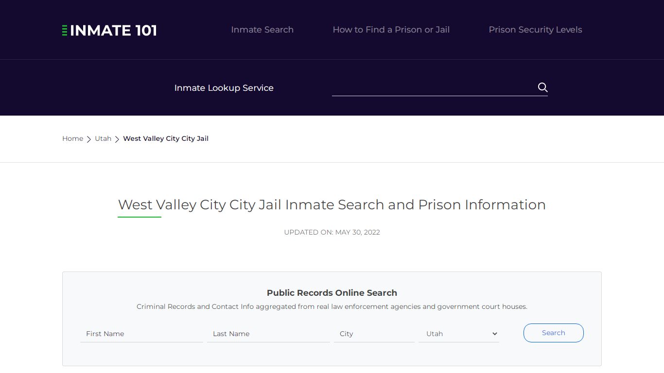 West Valley City City Jail Inmate Search, Visitation ...